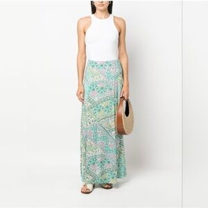 Ba&sh Green Fanessa Graphic-print Maxi Skirt, women's 2( med)